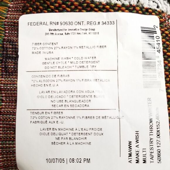 Make A Wish Tapestry Winter Fringe Throw Blanket 48"x60" Made in USA - Picture 8 of 8